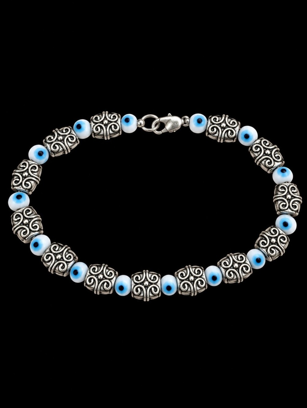 3/$30 HANDMADE Greek Glass Evil Eye Metal Beaded Protection Bracelet